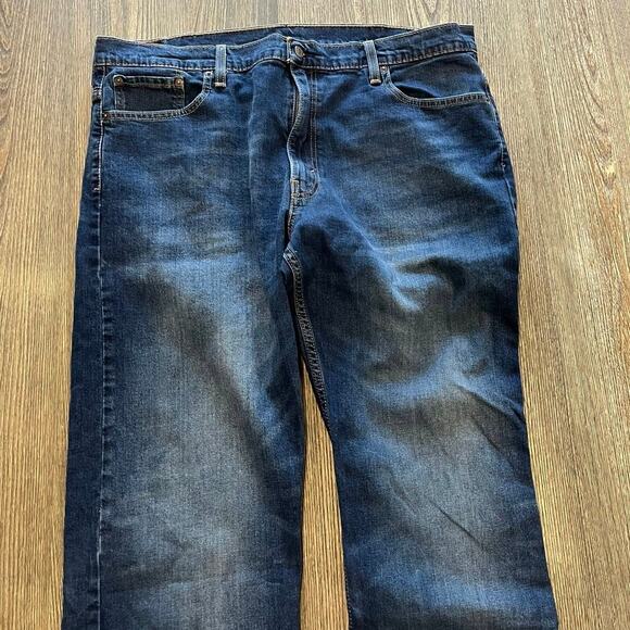 Levis Signature Straight Jeans Mid Rise Whisker Denim Dark Wash Blue Size 40x32 - Picture 3 of 11